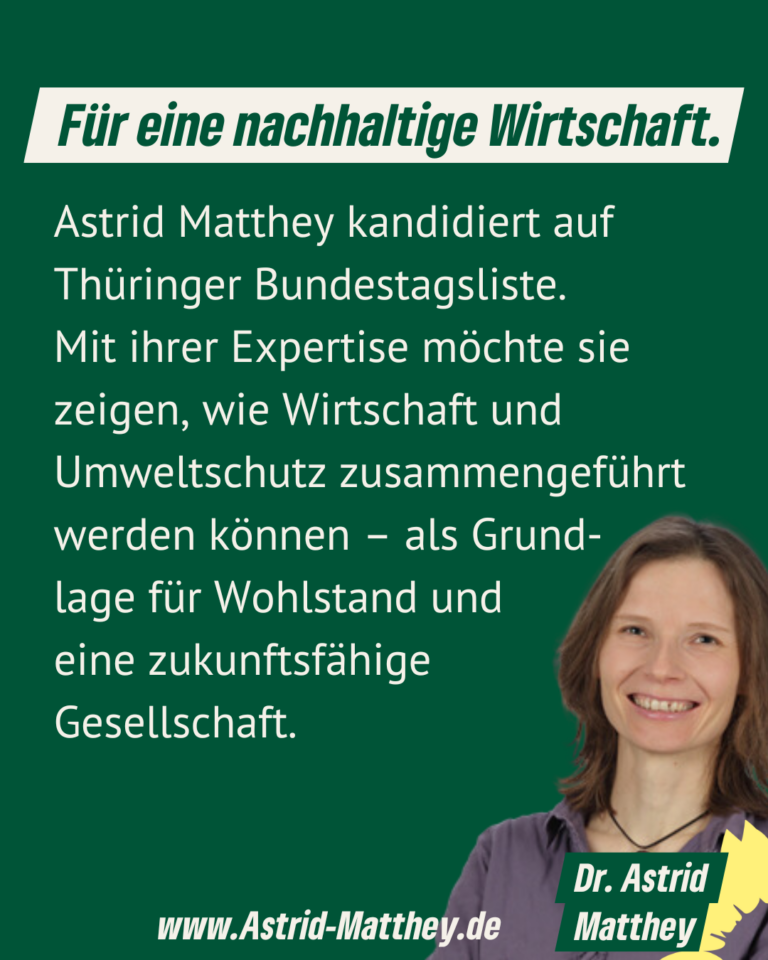 Für eine nachhaltige Wirtschaft: Astrid Matthey kandidiert auf Thüringer Bundestagsliste